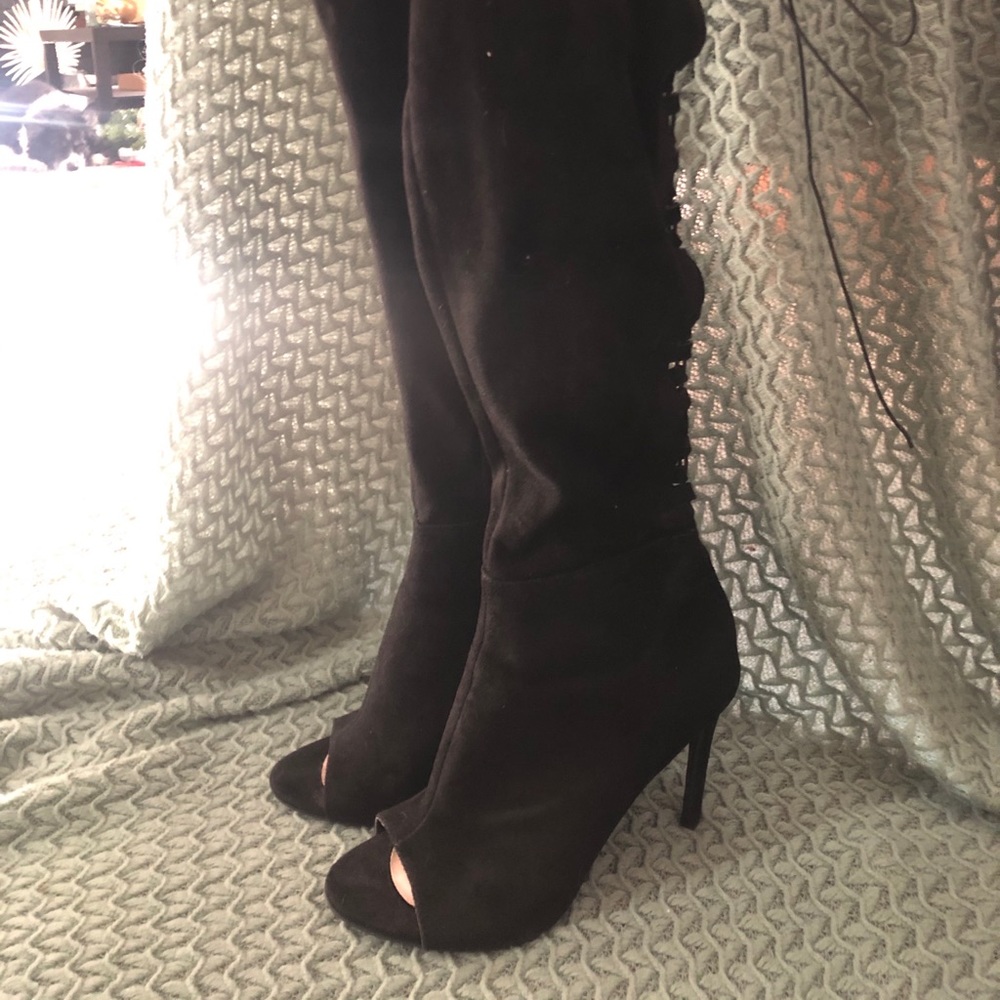 Thigh high black heels